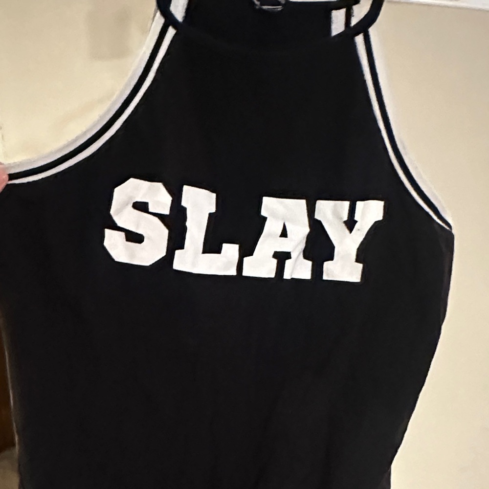 Black BODYSUIT with 'SLAY' Print